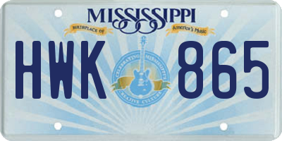 MS license plate HWK865