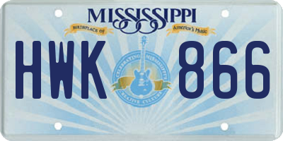 MS license plate HWK866