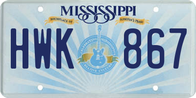 MS license plate HWK867