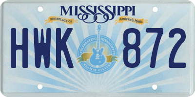 MS license plate HWK872