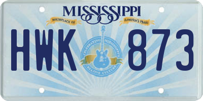 MS license plate HWK873