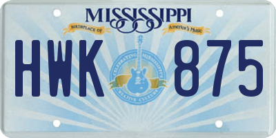 MS license plate HWK875