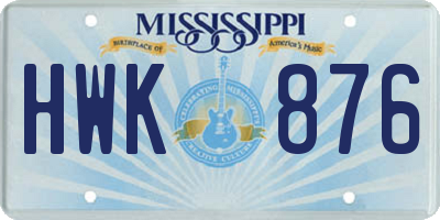 MS license plate HWK876