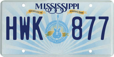 MS license plate HWK877
