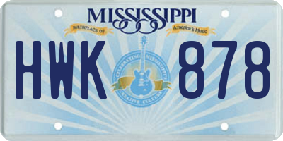 MS license plate HWK878