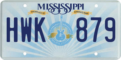 MS license plate HWK879
