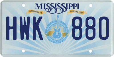 MS license plate HWK880
