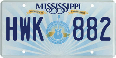 MS license plate HWK882