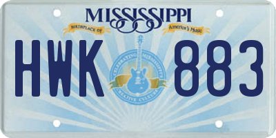 MS license plate HWK883