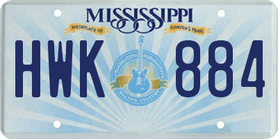 MS license plate HWK884