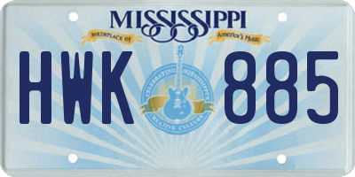 MS license plate HWK885