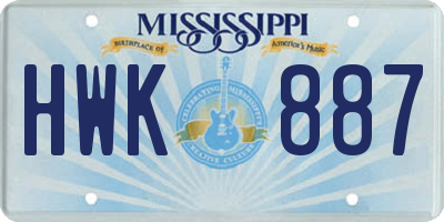MS license plate HWK887