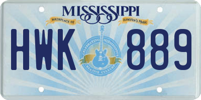 MS license plate HWK889