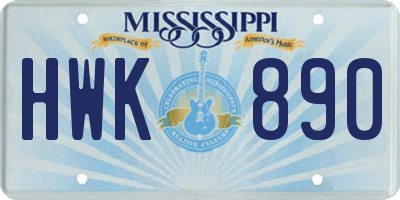 MS license plate HWK890
