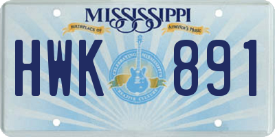 MS license plate HWK891
