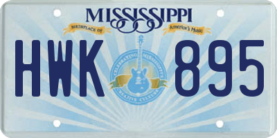 MS license plate HWK895