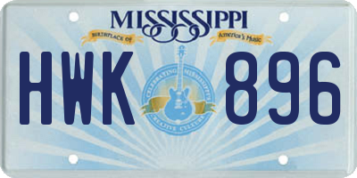 MS license plate HWK896