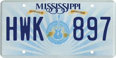 MS license plate HWK897