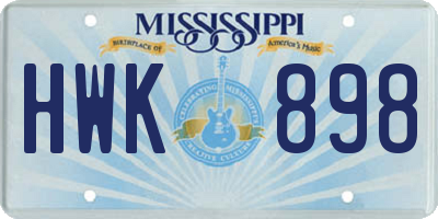 MS license plate HWK898