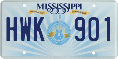 MS license plate HWK901