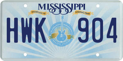 MS license plate HWK904