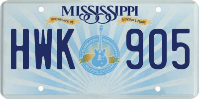 MS license plate HWK905