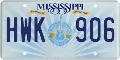 MS license plate HWK906