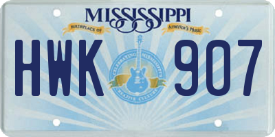 MS license plate HWK907