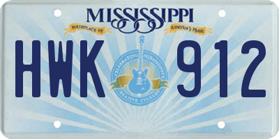 MS license plate HWK912