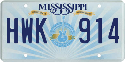 MS license plate HWK914