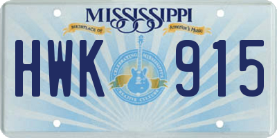 MS license plate HWK915