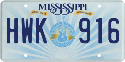 MS license plate HWK916