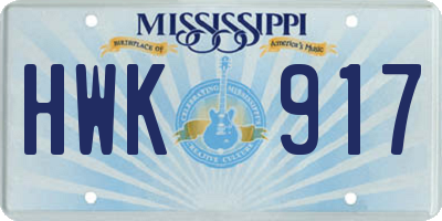 MS license plate HWK917