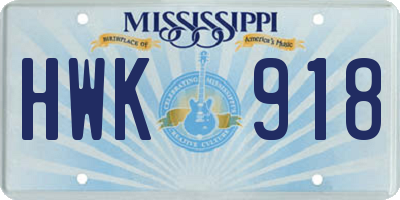MS license plate HWK918