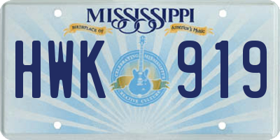 MS license plate HWK919