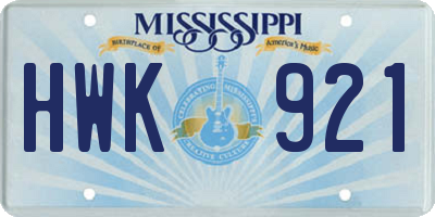 MS license plate HWK921