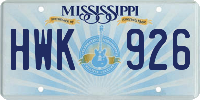 MS license plate HWK926