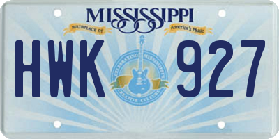 MS license plate HWK927