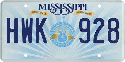 MS license plate HWK928