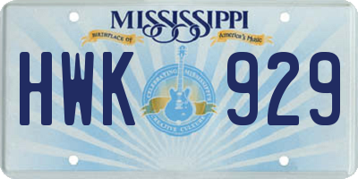 MS license plate HWK929