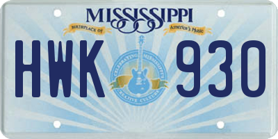 MS license plate HWK930