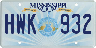 MS license plate HWK932