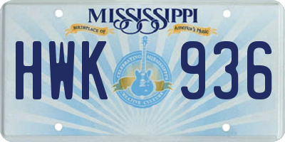MS license plate HWK936