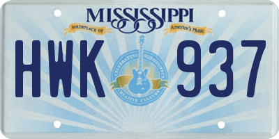 MS license plate HWK937