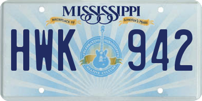 MS license plate HWK942