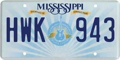 MS license plate HWK943