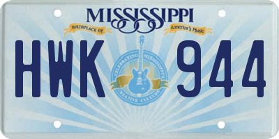 MS license plate HWK944