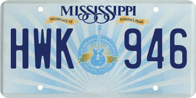 MS license plate HWK946