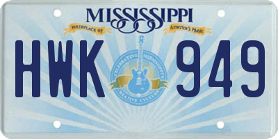 MS license plate HWK949
