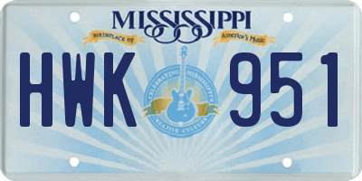 MS license plate HWK951